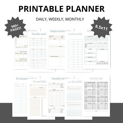 ADHD PRINTABLE LIFE PLANNER 2026, 2027 & 2028