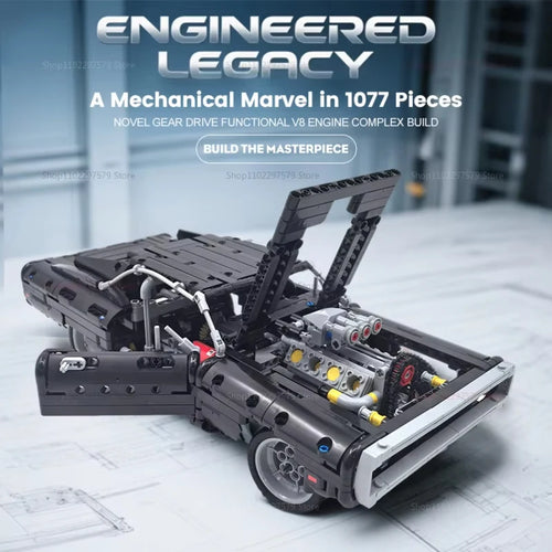 1077PCS Race Car Mechanical Building Blocks High Difficulty DIY Educational Toy Model Kit for Kids Adults Creative Assembly Gift